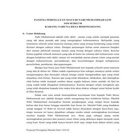 Isi Proposal Peringatan maulid nabi muhammad saw