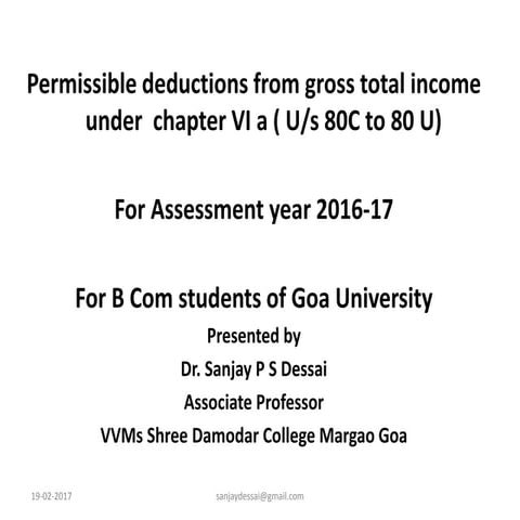 Permissible deductions from gross total income chapter VI A - u/s 80C to 80U