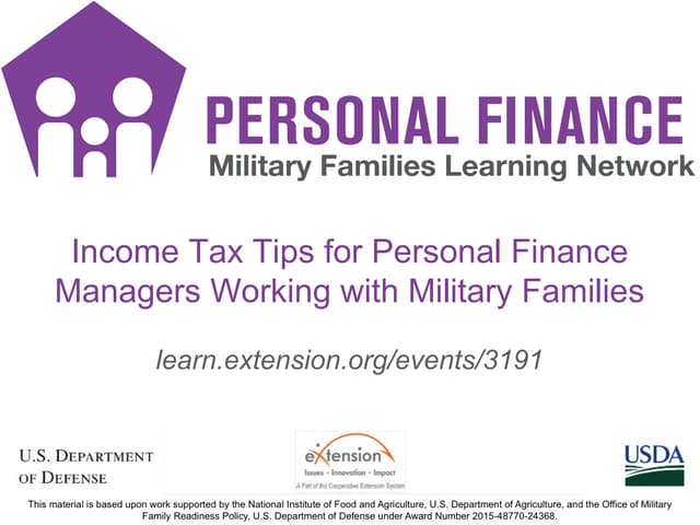 Income Tax Tips for PFMs Working with Military Families