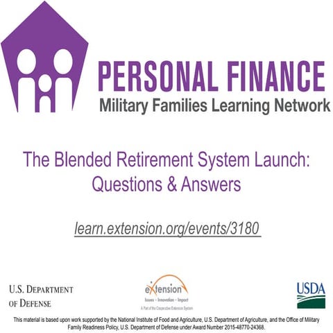 The Blended Retirement System Launch: Questions & Answers 