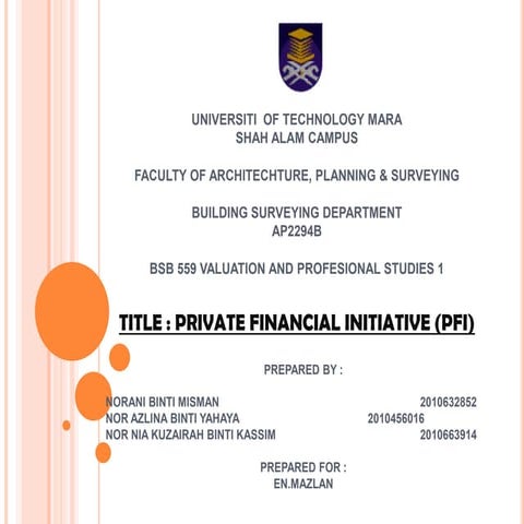Private financial initiative (PFI)
