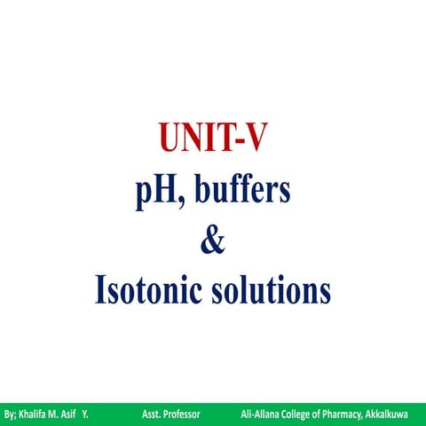 Ph, buffers & isotonic solution