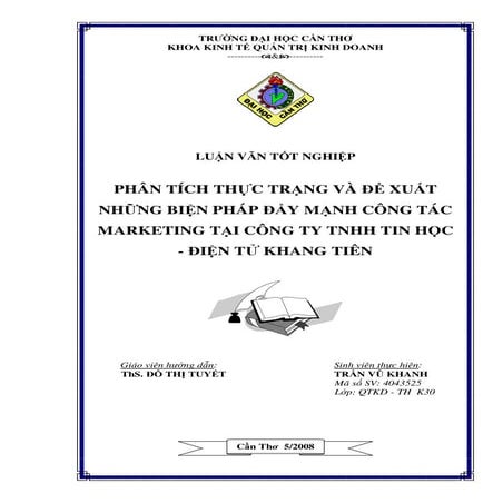 Phân tích thực trạng và đề xuất những giải pháp đẩy mạnh công tác marketing t...
