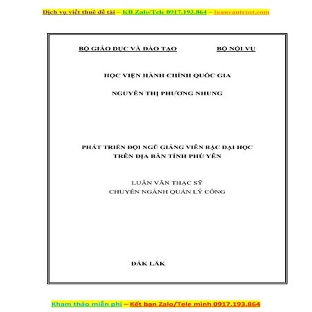 Phát triển đội ngũ giảng viên bậc đại học trên địa bàn tỉnh Phú Yên.doc