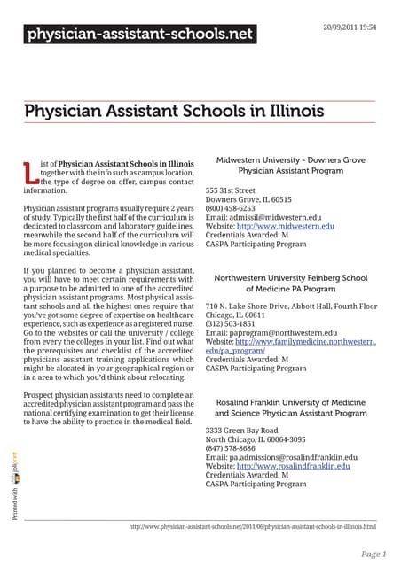 Physician assistant schools in illinois