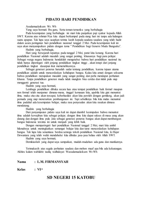 Pidato hari pendidikan