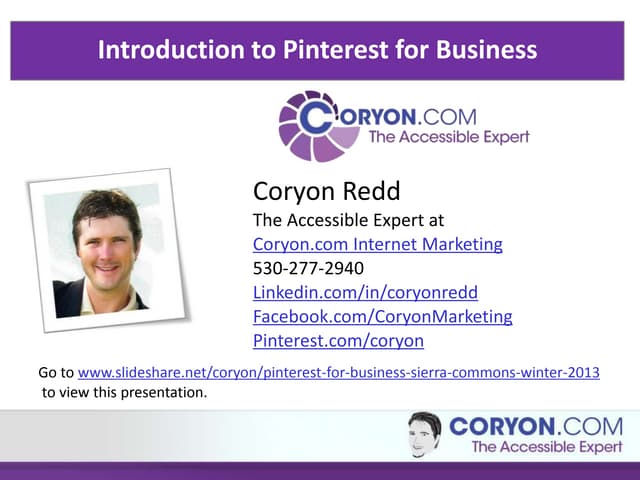 Pinterest for Business Sierra Commons Winter 2013