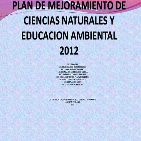 Plan de mejoramiento de ciencias naturales y educacion