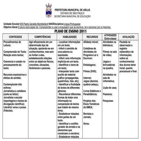 Planejamento 4º ano