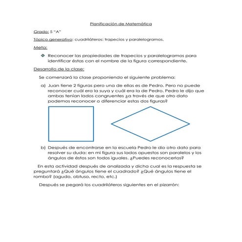 Planificación de matemática con geogebra