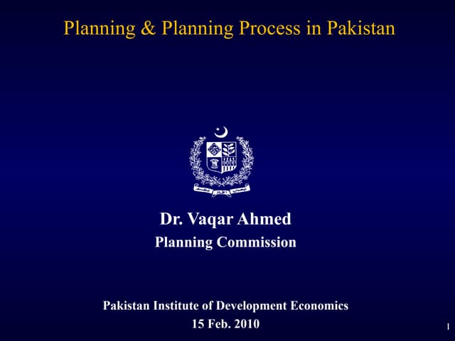 Development Planning Process in Pakistan