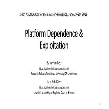 Platform dependence and exploitation (june 29, 2019)