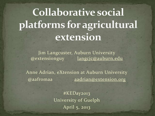 Collaborative social platforms for agriculture extension”