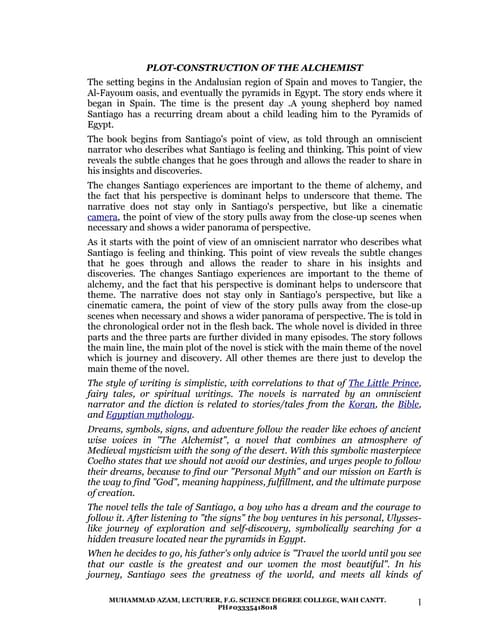 Plot construction in alchemistby muhammad azam