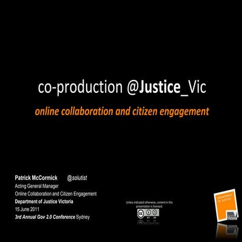 co-production @Justice_Vic - online collaboration and citizen engagement