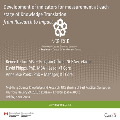 Leduc Phipps Poetz: Development of indicators for measurement at each stage o...