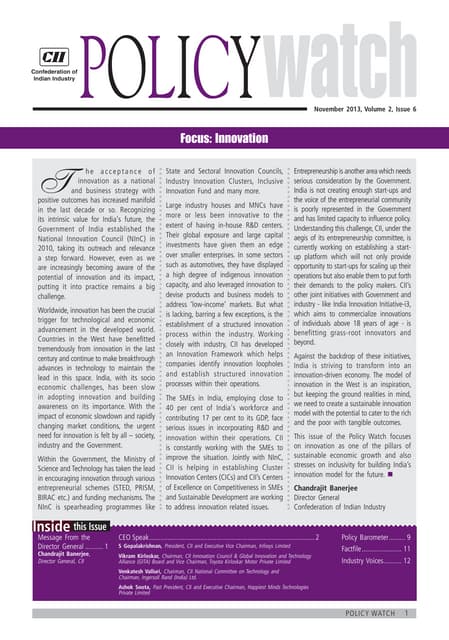 CII Policy Watch on Innovation