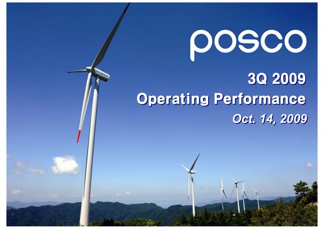 Q3 2009 Earning Report of Posco