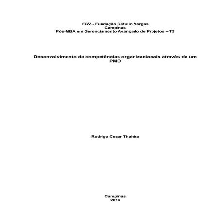 TFC - Desenvolvimento de Competências Organizacionais através de um PMO