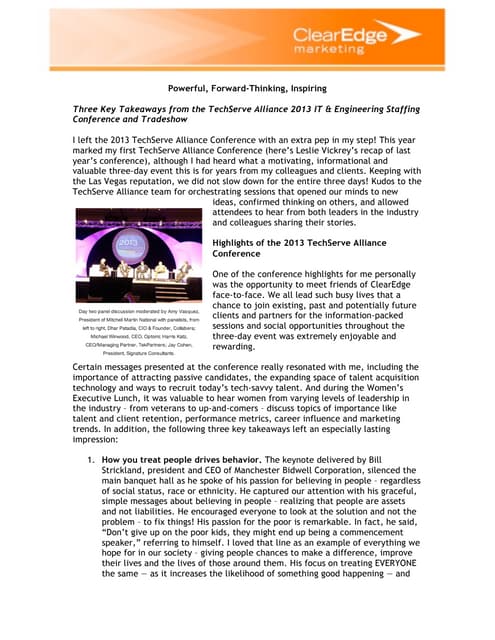 Three Key Takeaways from the TechServe Alliance 2013 IT & Engineering Staffin...