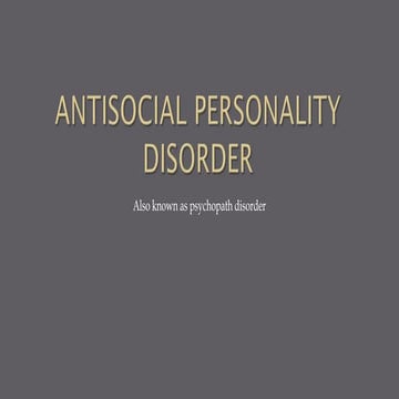 Antisocial Personality Disorder
