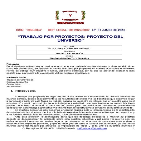 trabajo por proyectos el universo