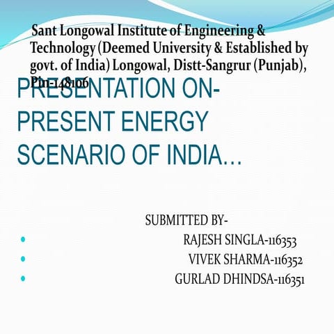 Ppt on present energy scenario