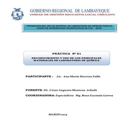 PRÁCTICA 01: MATERIALES DE LABORATORIO DE QUIMICA