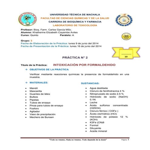 Practica formaldehido