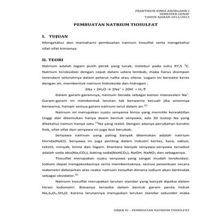 pembuatan natrium tiosulfat