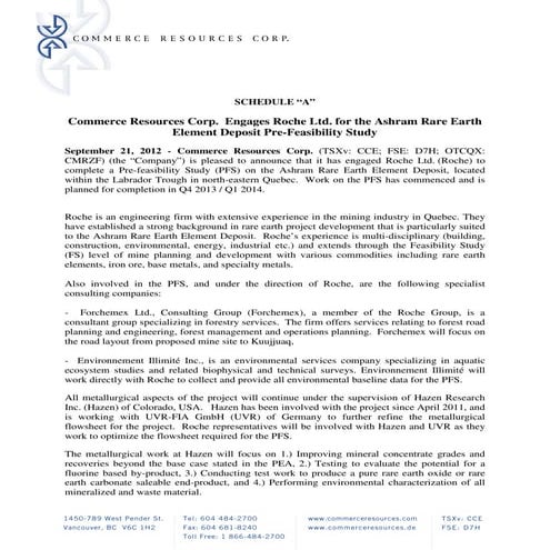 News Release: Pre-feasibility Study Engaged with Roche Group