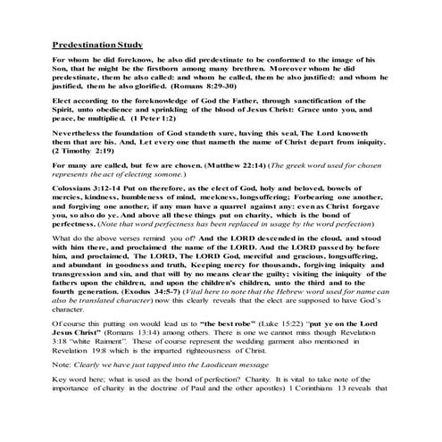 Predestination for Glory