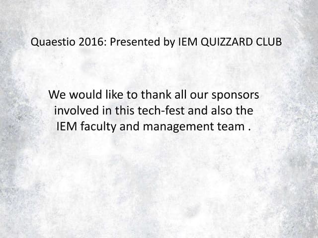 Quaestio 2016 General Quiz - Prelims