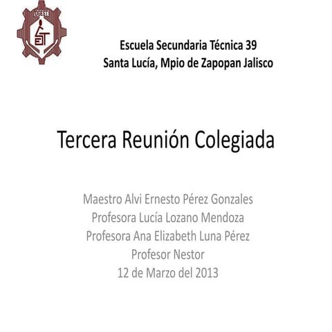 Presentación reunión  colegiada