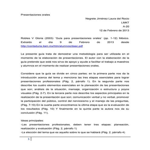 Presentaciones orales robles v gloria