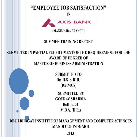 employee job satisfaction in AXIS BANK