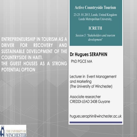Entrepreneurship in tourism as a driver for recovery and sustainable developm...