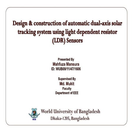 Design and Construction of Automatic Dual-Axis Solar Tracking System Using Li...