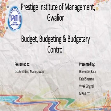 budget budgeting and budgetary control