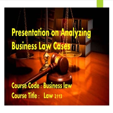 Analyzing Business Law Cases