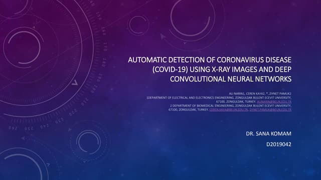 Deep Convolutional Neural Networks and Covid19 by Dr.Sana Komal