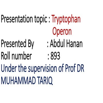 Tryptophan operon (tryp operon) 