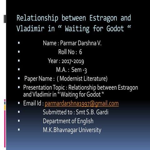 Relationship between Estragon and Vladimir in " Waiting for Godot"
