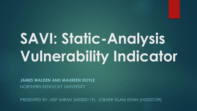 Presentation on vulnerability analysis