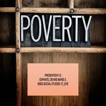 POVERTY AND THEORIES USED TO EXPLAIN POVERTY