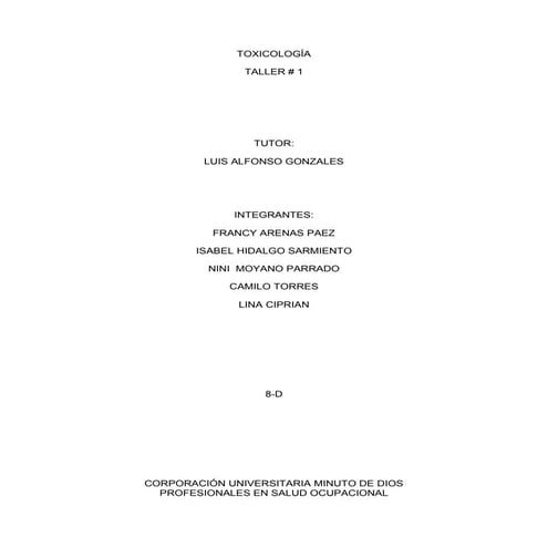 Primer taller toxicologia