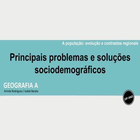 Principais problemas e soluções sociodemográficos