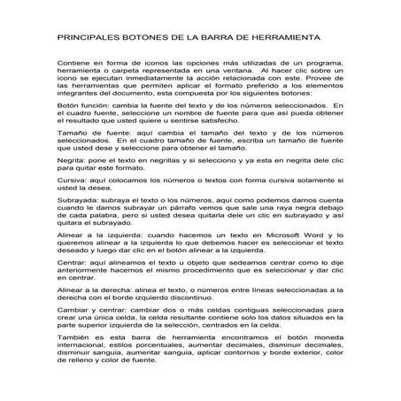 Principales botones de la barra de herramienta