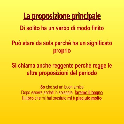 Principali, subordinate, coordinate