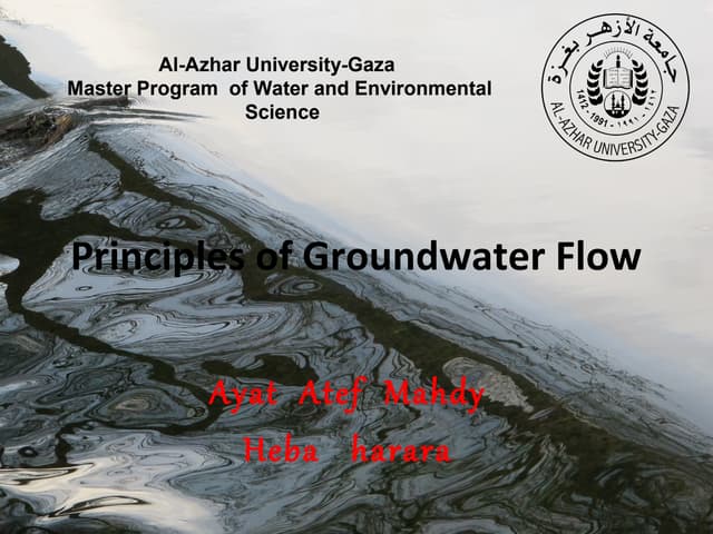 Chapter 4 Fetter Principles of groundwater flow